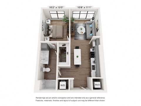 bedroom floor plan of a 2103 sqft apartment